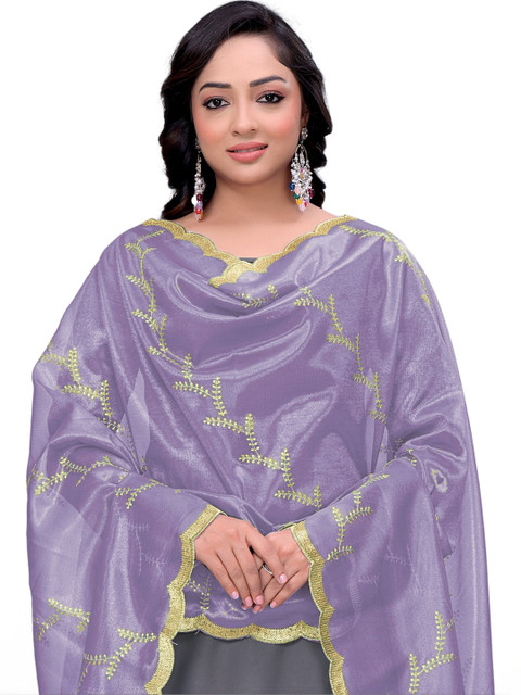 KALINI Embroidered Organza Leheriya Dupatta with Thread Work - Image 2