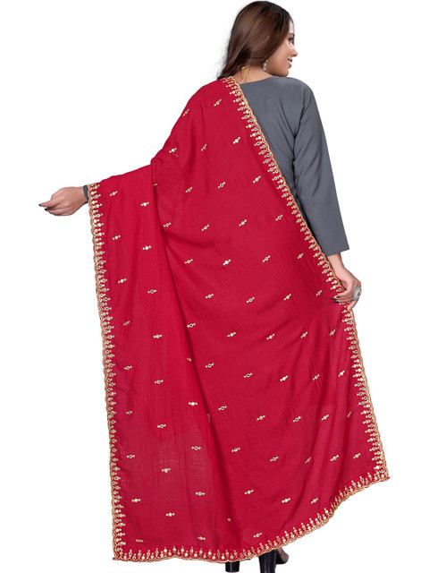 KALINI Embroidered Art Silk Dupatta with Mirror Work - Image 5