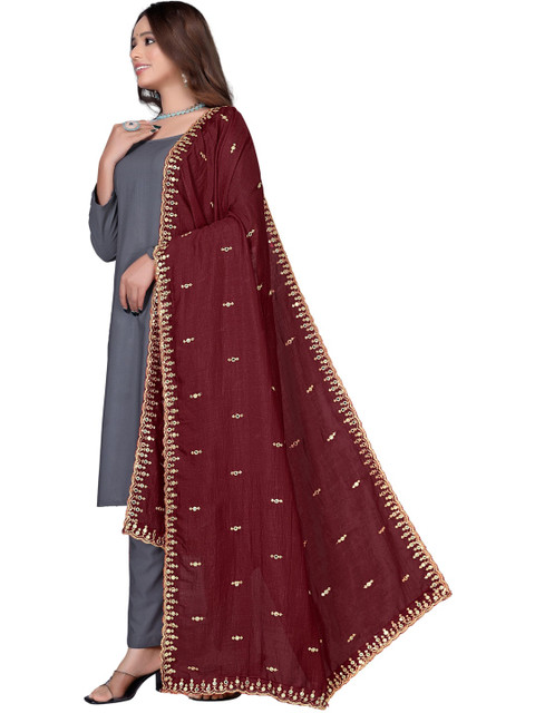 KALINI Embroidered Art Silk Dupatta with Sequinned - Image 3