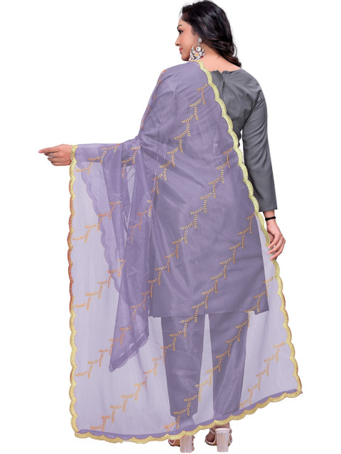 KALINI Embroidered Organza Leheriya Dupatta with Thread Work - Image 5