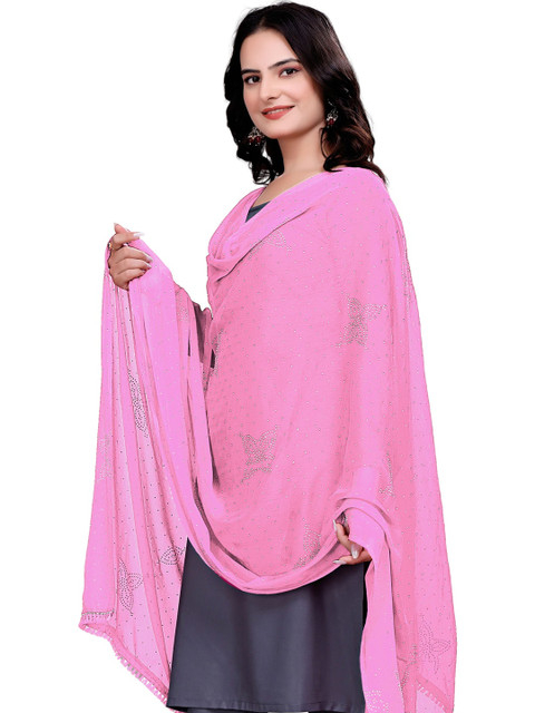 KALINI Embroidered Bandhani Dupatta with Mukaish - Image 3