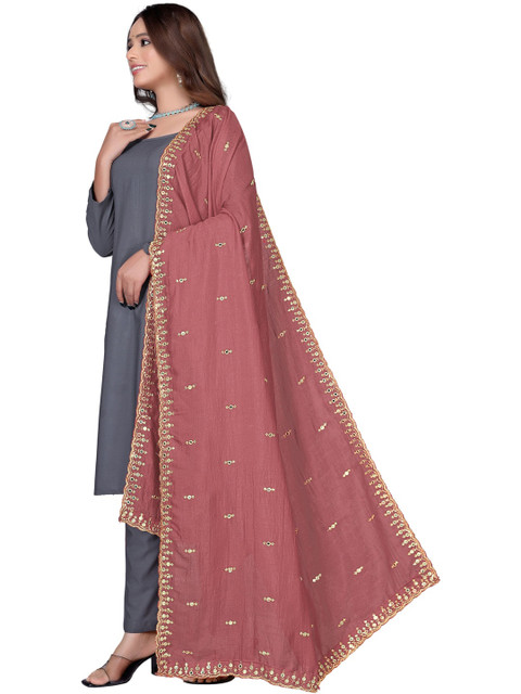 KALINI Embroidered Art Silk Dupatta With Mirror Work - Image 3