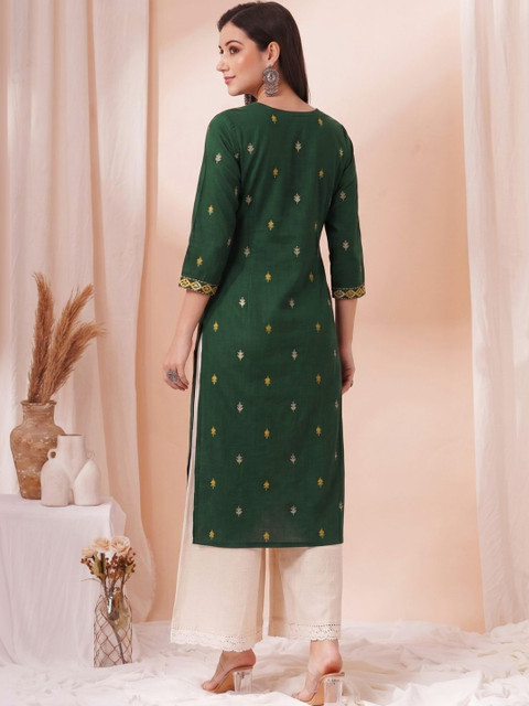 KAMI KUBI Women Ethnic Motifs Embroidered Thread Work Indie Prints Kurta - Image 2