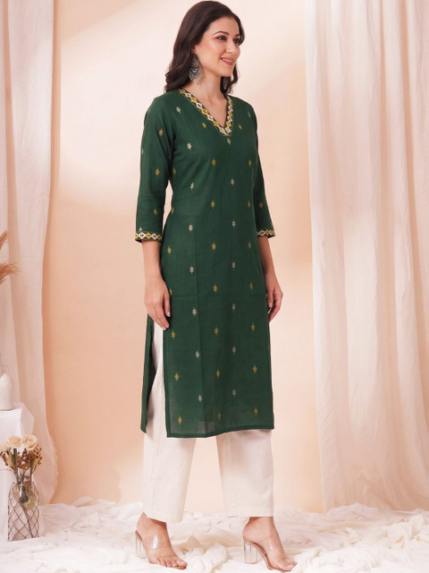 KAMI KUBI Women Ethnic Motifs Embroidered Thread Work Indie Prints Kurta - Image 3
