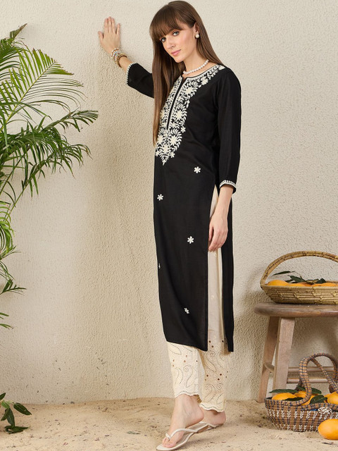 Indo Era Women Ethnic Motifs Embroidered Thread Work Kurta - Image 3