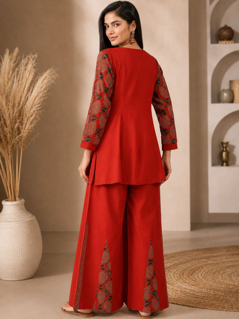 SZN Cotton Printed Top with Palazzos - Image 2