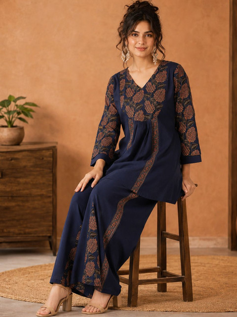 SZN Cotton Printed Tunic with Palazzos - Image 3