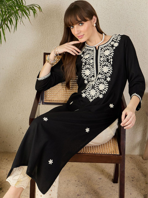 Indo Era Women Ethnic Motifs Embroidered Thread Work Kurta - Image 5