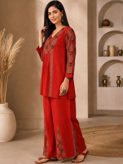 SZN Cotton Printed Top with Palazzos - Image 5