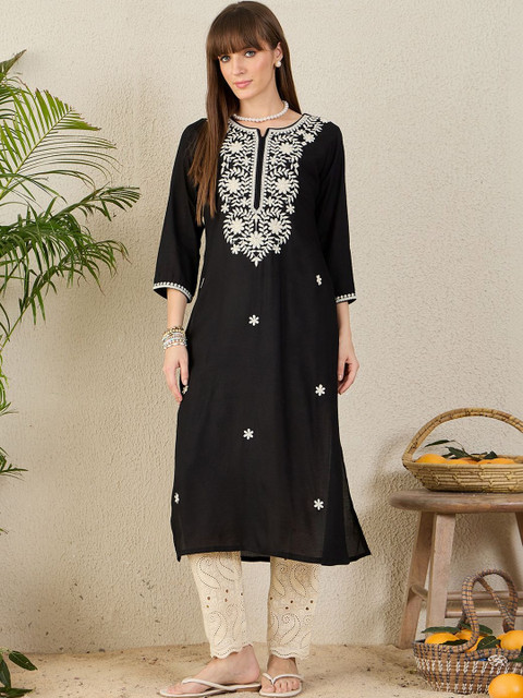 Indo Era Women Ethnic Motifs Embroidered Thread Work Kurta - Image 6
