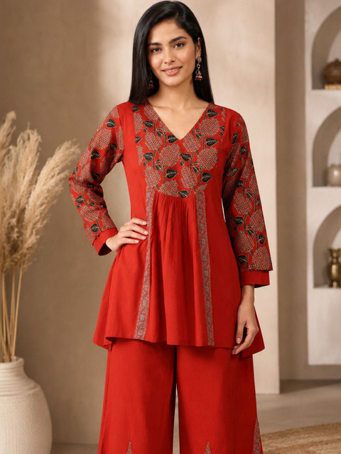 SZN Cotton Printed Top with Palazzos - Image 4