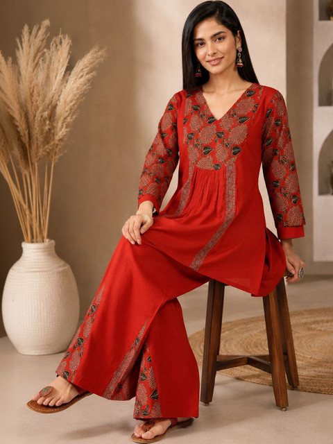 SZN Cotton Printed Top with Palazzos - Image 3