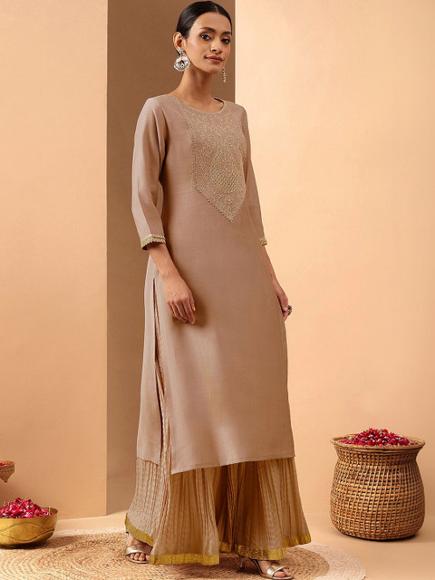 Janasya Women Embroidered Thread Work Kurta - Image 3