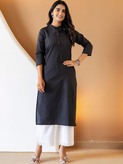 HERE&NOW X fwd Striped Mandarin Collar Kurta