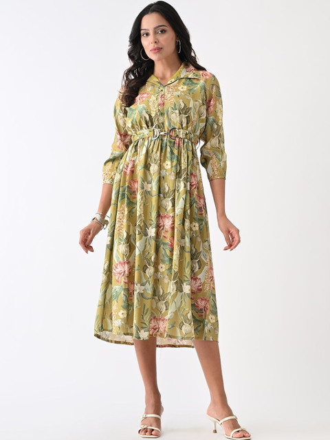 Sabhyata Floral Print A-Line Midi Dress