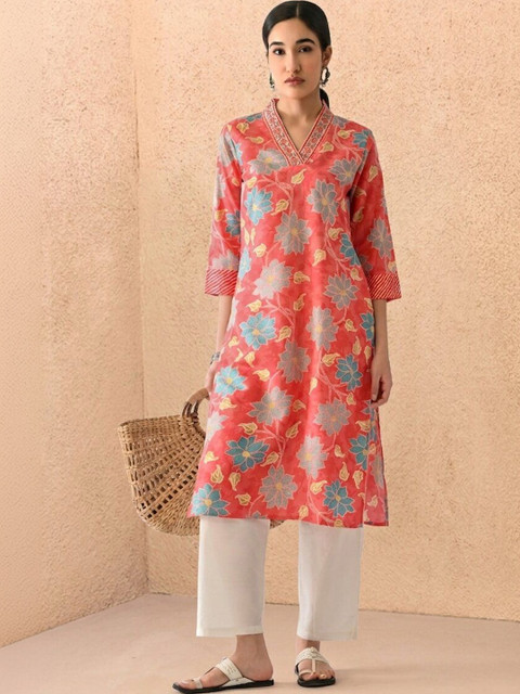Sabhyata Women Floral Printed Thread Work Indie Florals Kurta