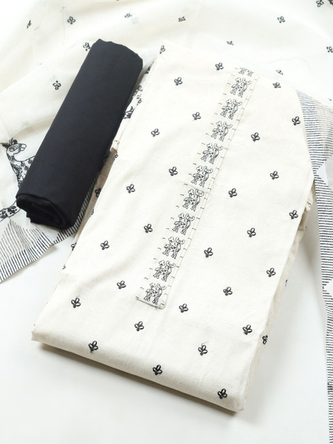 Meena Bazaar Printed Pure Cotton Unstitched Dress Material