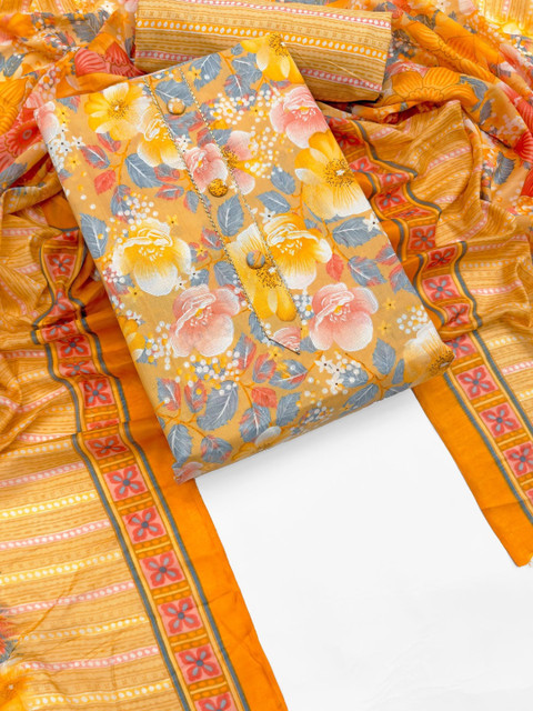 CLEMIRA Printed Pure Cotton Unstitched Dress Material