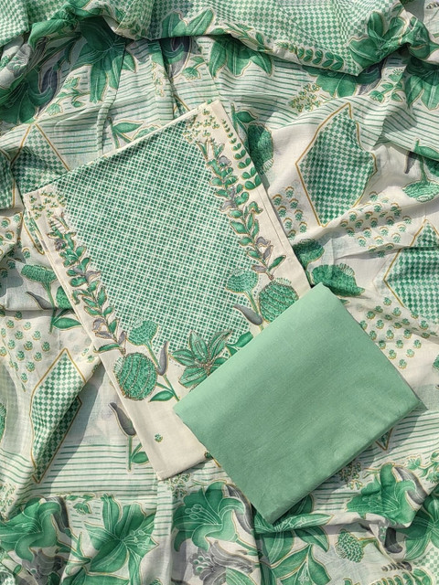 FAB JUNCTION Printed Pure Cotton Unstitched Dress Material