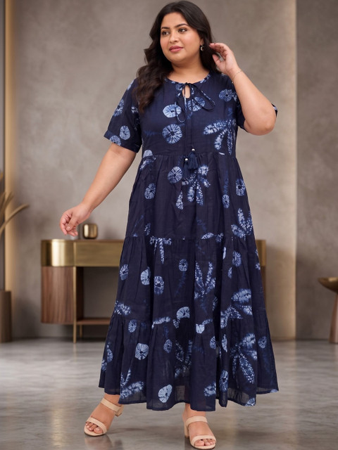 Sangria Tie and Dye Dyed Fit & Flare Maxi Dress