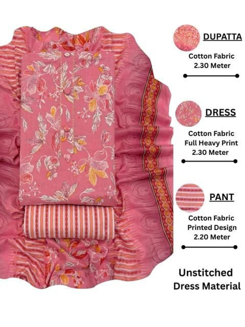 CLEMIRA Printed Pure Cotton Unstitched Dress Material - Image 2