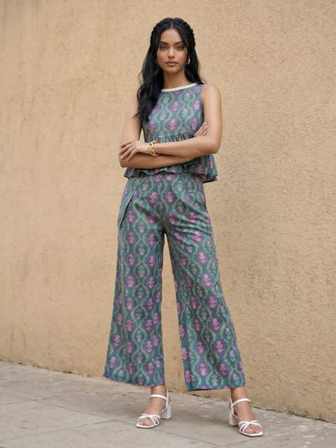 Fusion by Glitchez Green & Purple Floral Co-ords