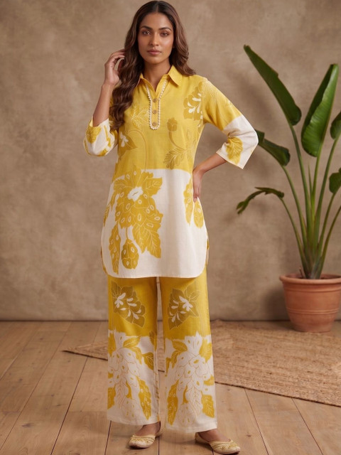 MASSTANI BY INDDUS Floral Linen Printed Tunic with Palazzos - Image 7