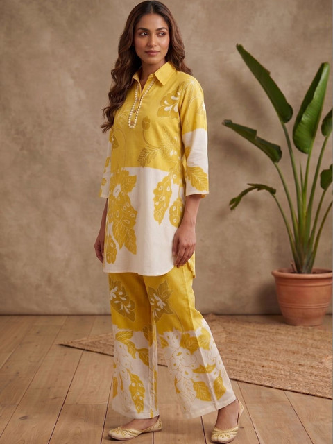 MASSTANI BY INDDUS Floral Linen Printed Tunic with Palazzos - Image 6