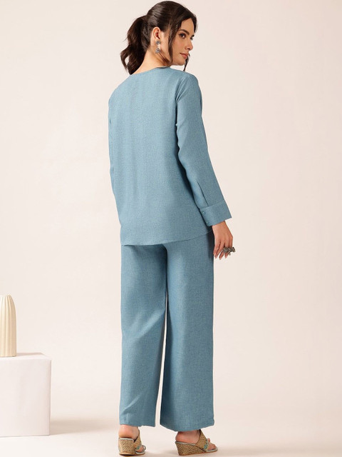 Vbuyz Linen Solid Top with Trousers - Image 2