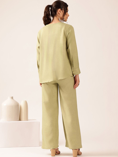 Vbuyz Linen Solid Top with Palazzos - Image 2