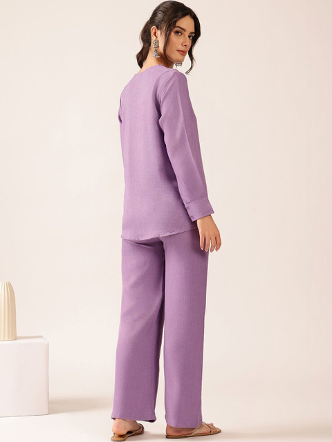 Vbuyz Linen Solid Top with Trousers - Image 2