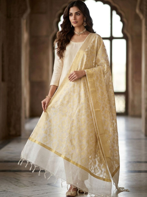 Dupatta Bazaar Ethnic Motifs Woven Design Dupatta with Zari