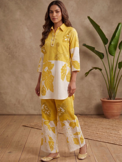 MASSTANI BY INDDUS Floral Linen Printed Tunic with Palazzos - Image 5