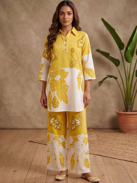 MASSTANI BY INDDUS Floral Linen Printed Tunic with Palazzos - Image 3