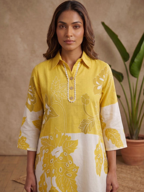 MASSTANI BY INDDUS Floral Linen Printed Tunic with Palazzos - Image 2