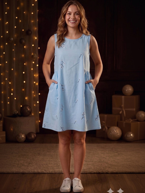 Cloth Bites Floral Embroidered A-Line Dress
