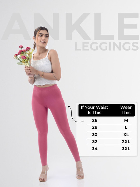 COLRINA Women Burgundy Cotton Blend Solid Ankle Length Leggings - Image 3