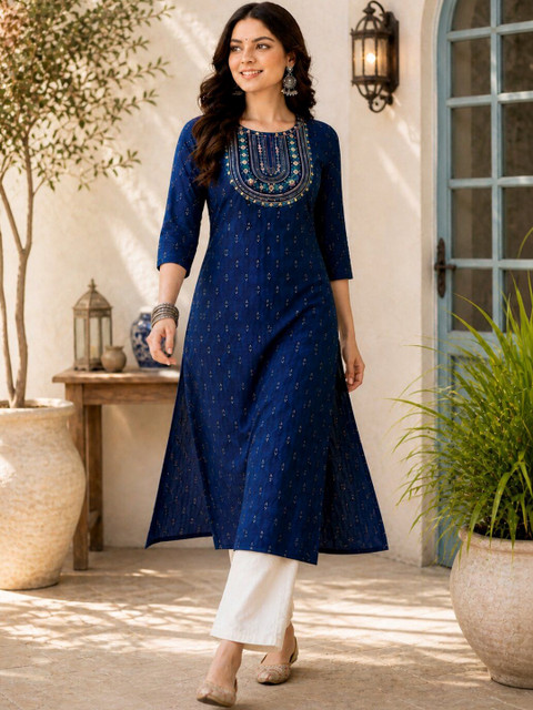Anouk Mirage Women Ethnic Motifs Printed Thread Work Handloom Kurta