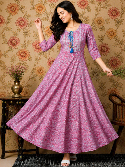Anouk X fwd Ethnic Motifs Printed Thread Work Anarkali Kurta