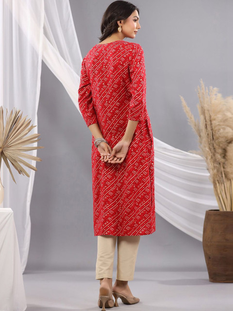Indo Era Women Bandhani Printed Thread Work Kurta - Image 4