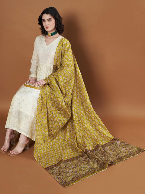 AKSHADEEP Printed Block Print Dupatta - Image 4