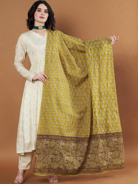 AKSHADEEP Printed Block Print Dupatta