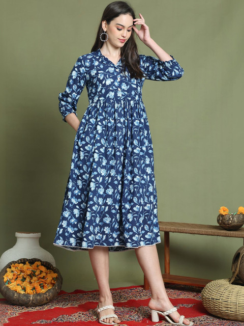 Aaradhya Fashion Floral Print A-Line Midi Dress - Image 3