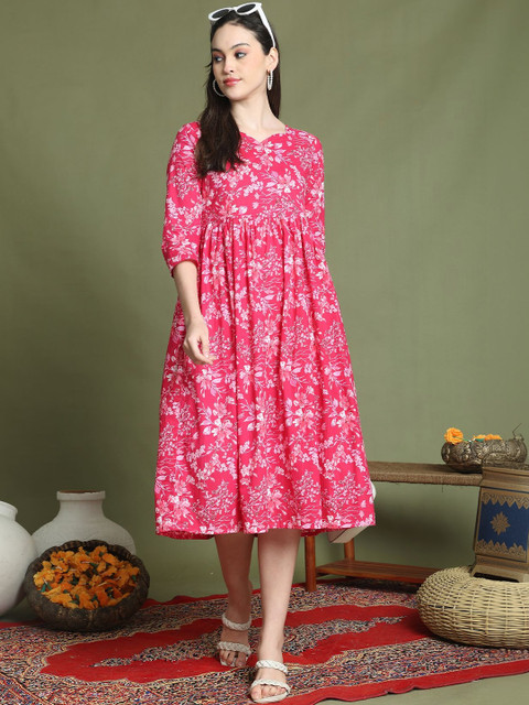 Aaradhya Fashion Floral Print Fit & Flare Dress