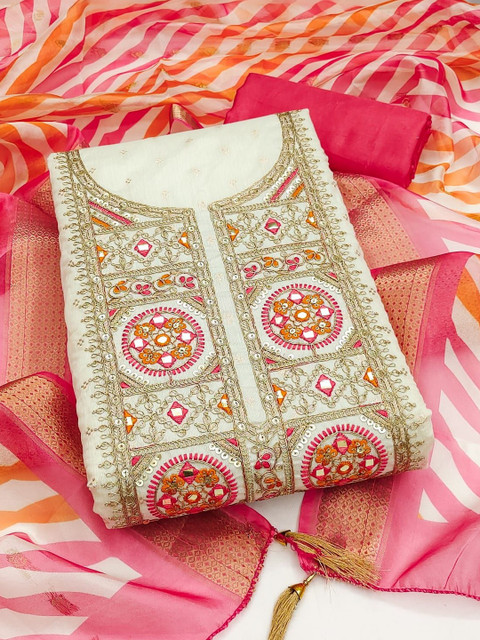 Rangtulika Ethnics Embroidered Unstitched Dress Material - Image 2