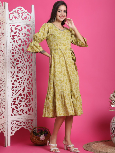 Aaradhya Fashion Floral Print A-Line Midi Dress - Image 4