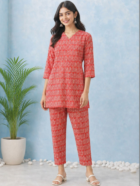 Milvia Cotton Printed Top with Trousers - Image 3