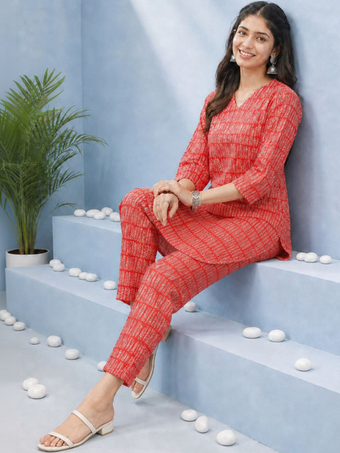 Milvia Cotton Printed Top with Trousers