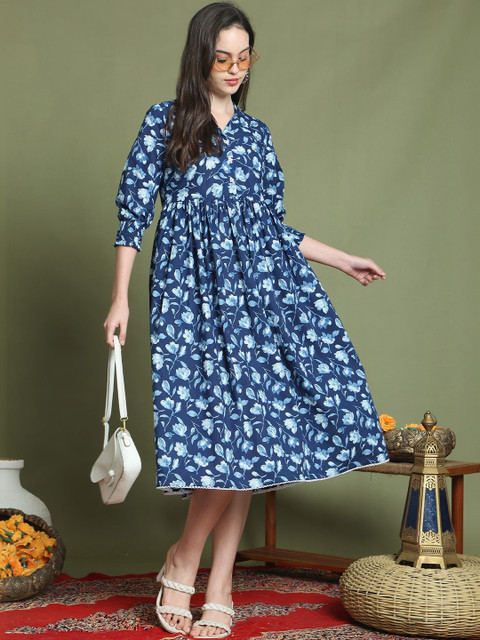 Aaradhya Fashion Floral Print A-Line Midi Dress - Image 7