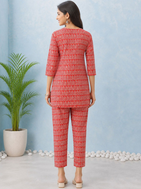 Milvia Cotton Printed Top with Trousers - Image 6
